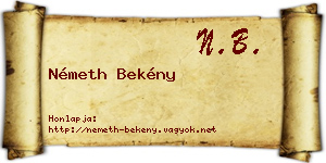 Németh Bekény névjegykártya